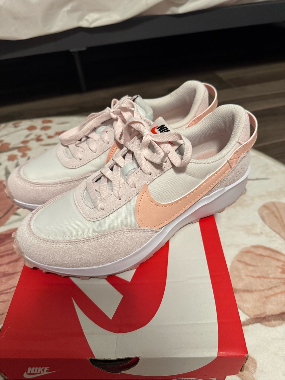 Nike Waffle Debut Women’s Light Pink and Peach Swoosh Retro Runner Sneakers